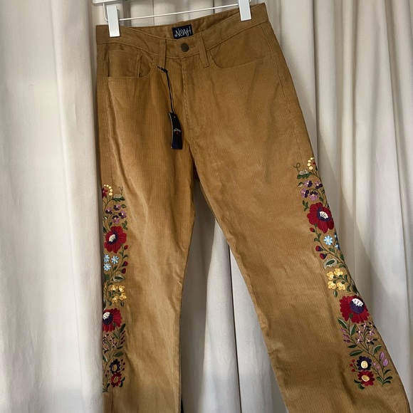 NWT NOAH NYC Embroidered Corduroy Pants 28 - Picture 1 of 7